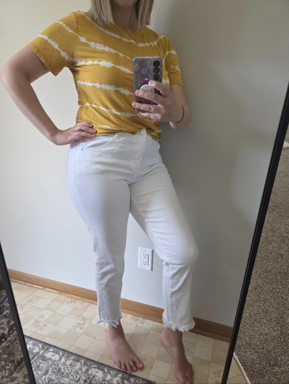 Democracy Ab Tech High Rise Slim Straight Leg Jeans White Frayed Cuff - Picture 4 of 14